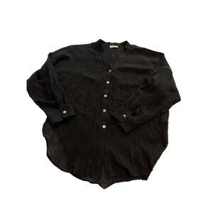 MONDAY Swimwear Barcelona Tunic in Black Crinkle Linen